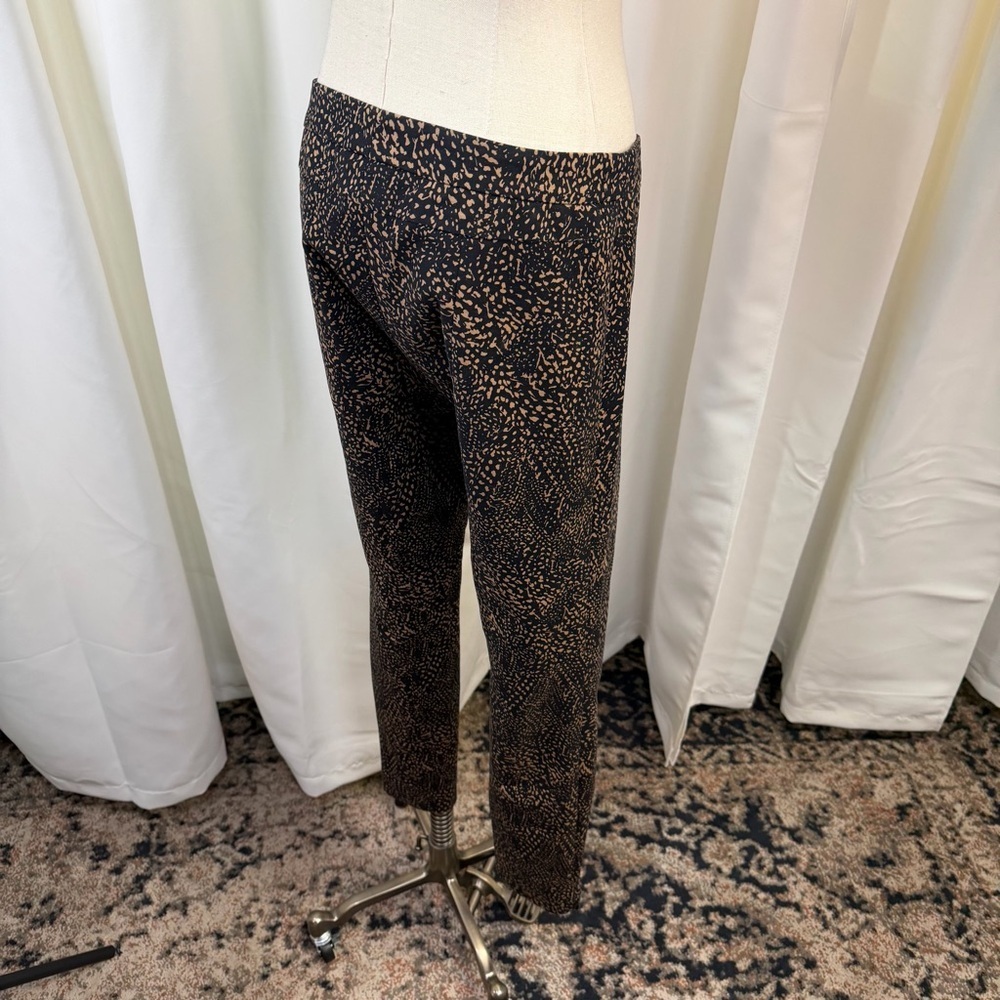 Etcetera Tan & Black Abstract Speckled Print Slim Leg Zip Hem Trousers Size 0 - Picture 12 of 14
